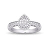 Pear Halo Ring with 0.10ct of Diamonds in Sterling Silver Rings Bevilles 