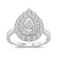 Composite Pear Shape Ring with 1/5ct of Diamonds in Sterling Silver Rings Bevilles 