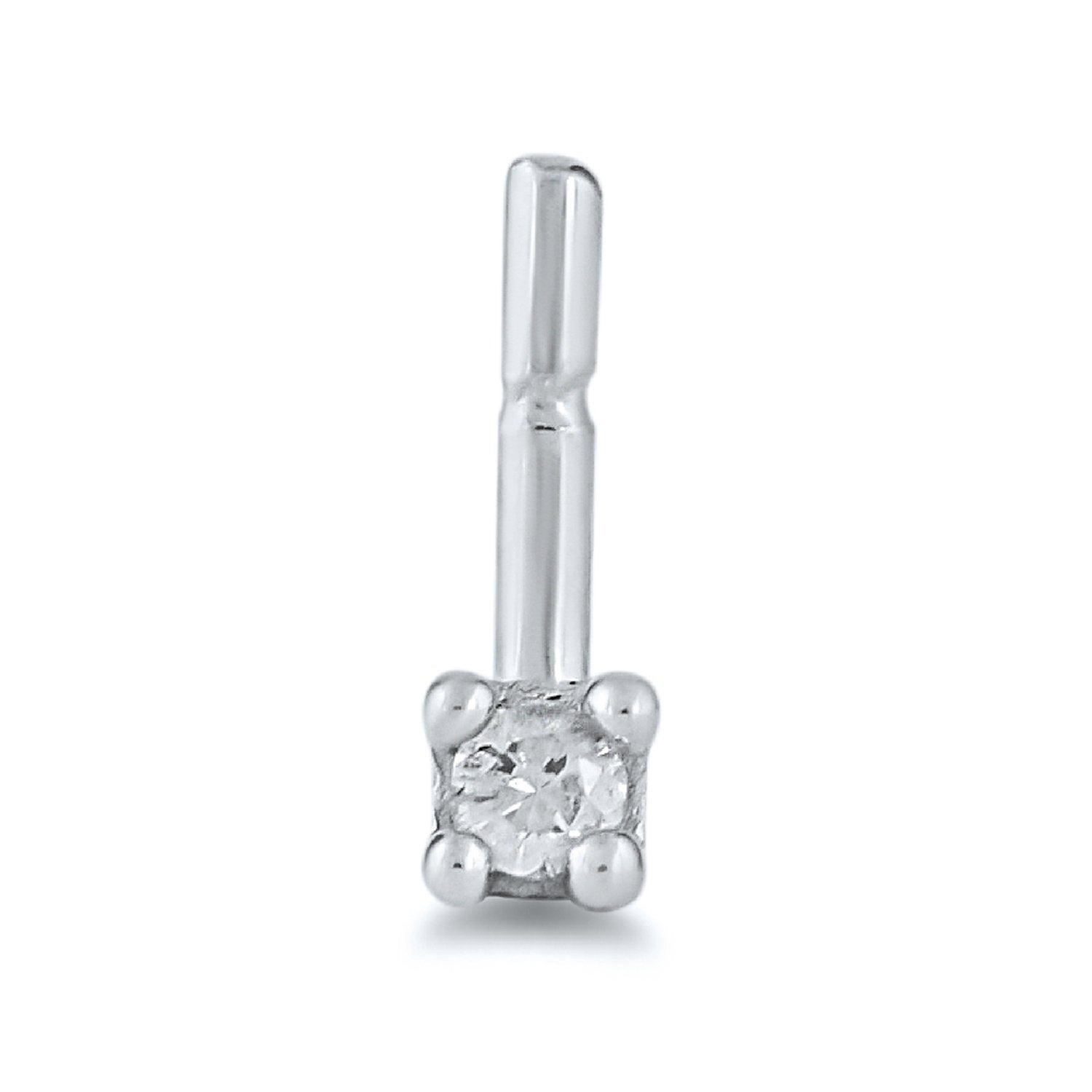 Diamond Set Nose Ring Pin in Sterling Silver Nose Rings Bevilles 