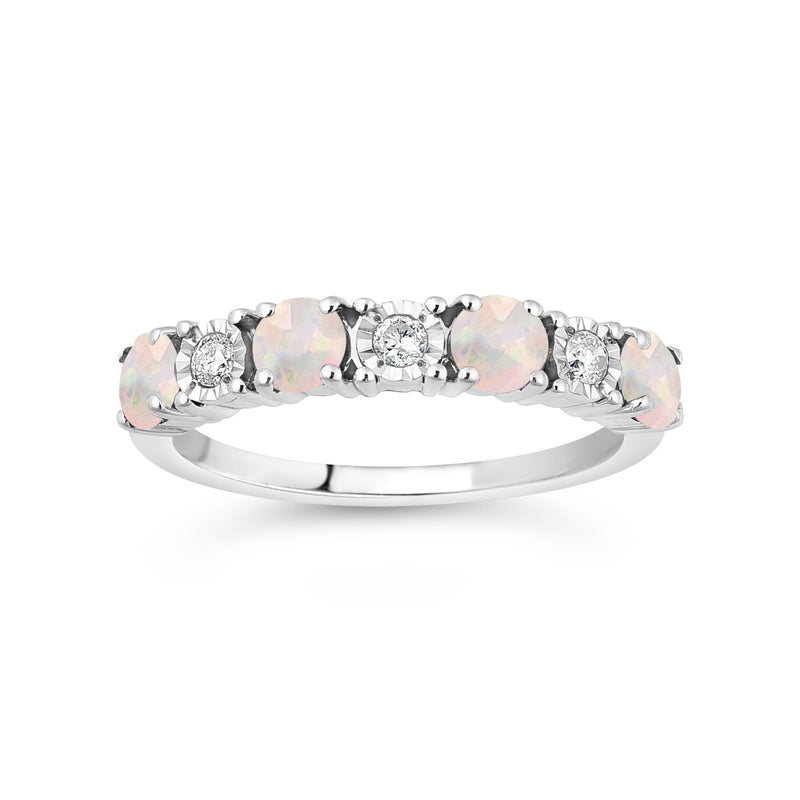 Created Opal & Diamond Eternity Ring Rings Bevilles 