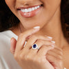 Oval Created Sapphire Ring with 0.10ct of Diamonds in Sterling Silver Rings Bevilles 