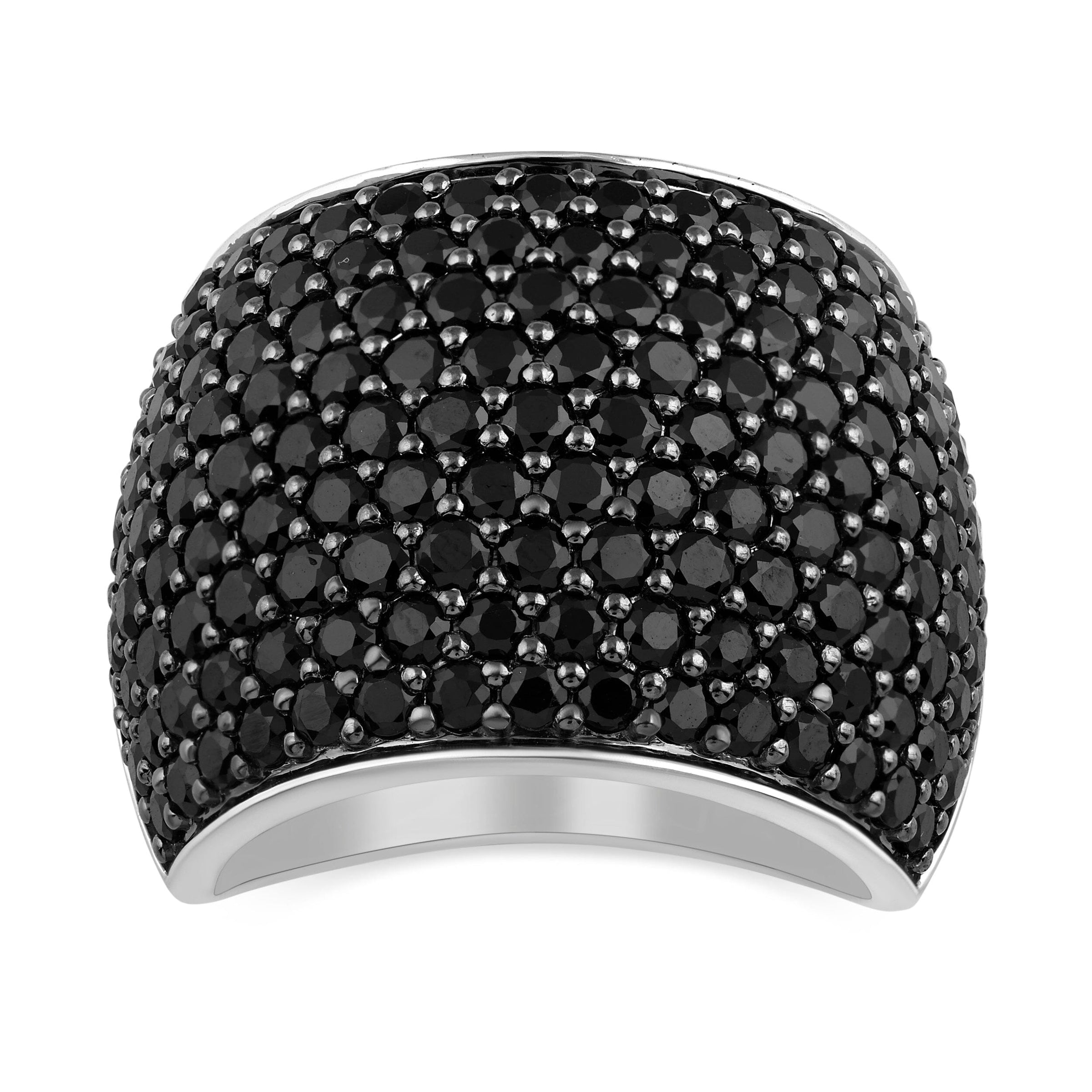 Black Spinel Pave Dress Ring with Sterling Silver