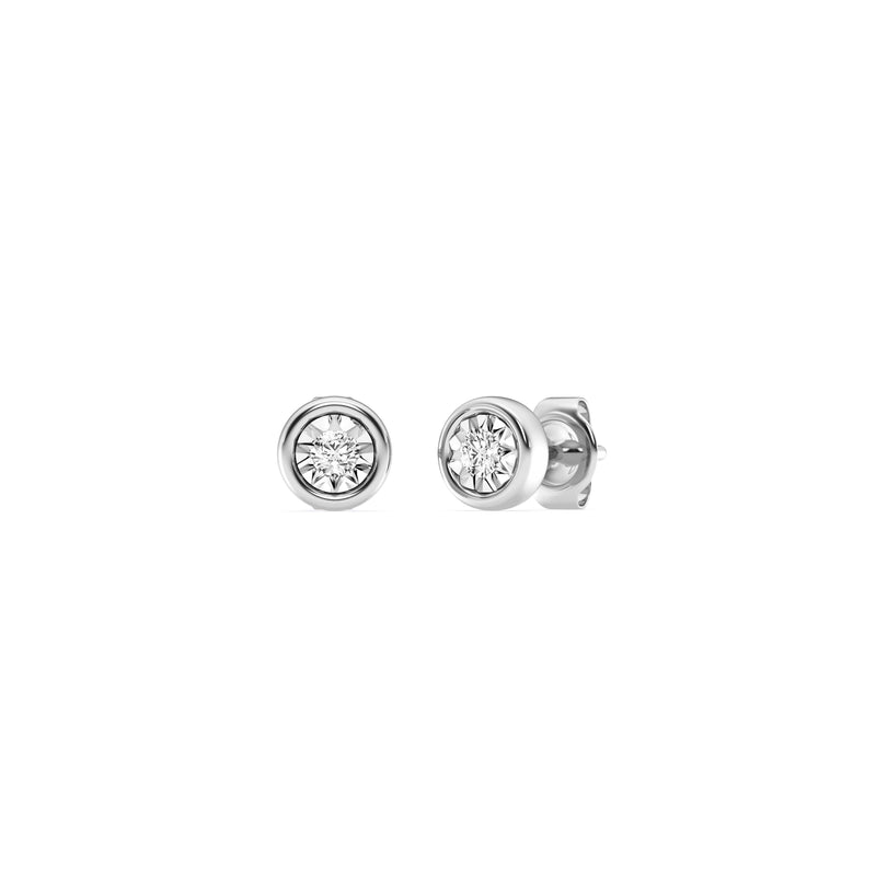 Mirage Stud Earrings with 0.10ct of Laboratory Grown Diamonds in Sterling Silver and Platinum Earrings Bevilles 