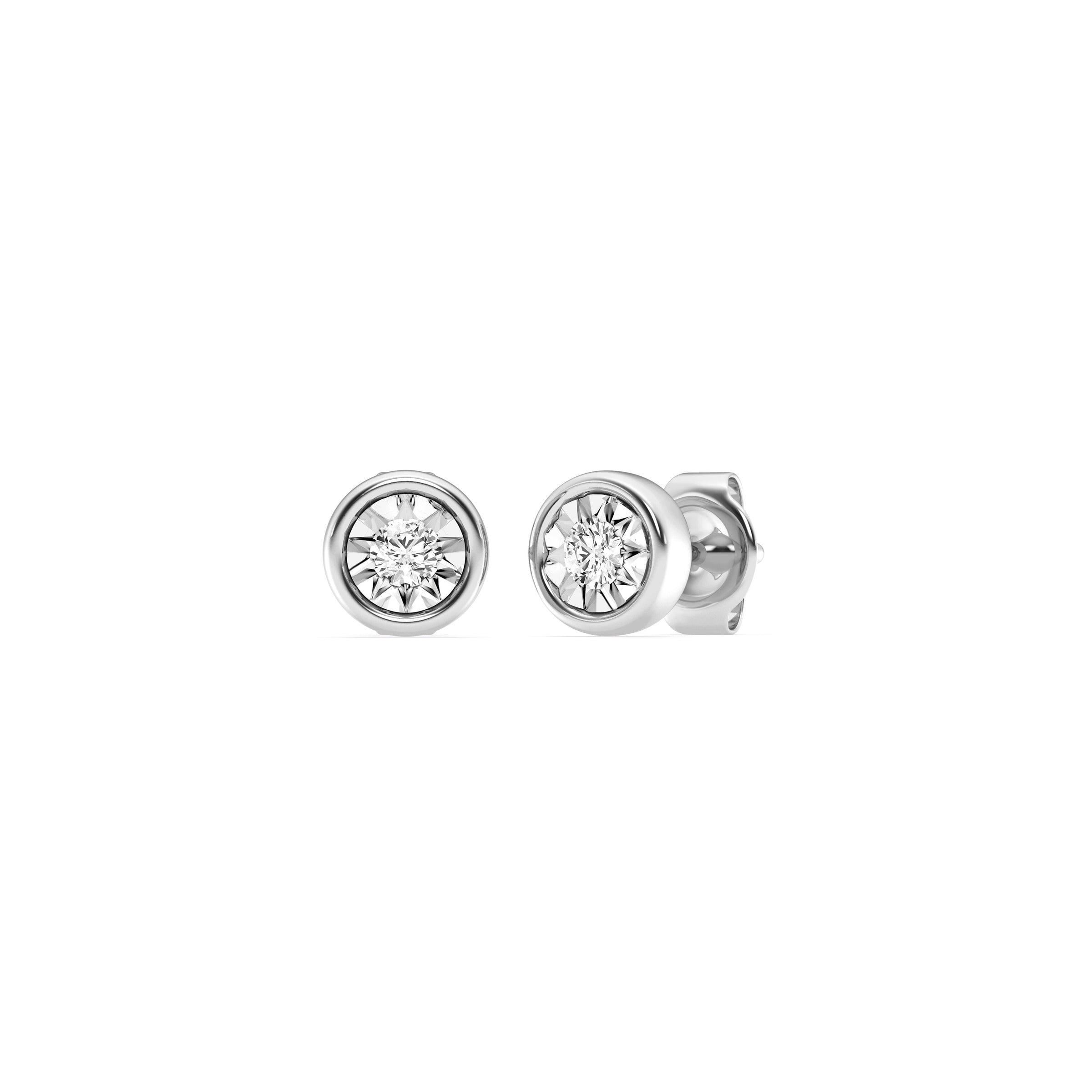 Mirage Stud Earrings with 0.20ct of Laboratory Grown Diamonds in Sterling Silver and Platinum Earrings Bevilles 