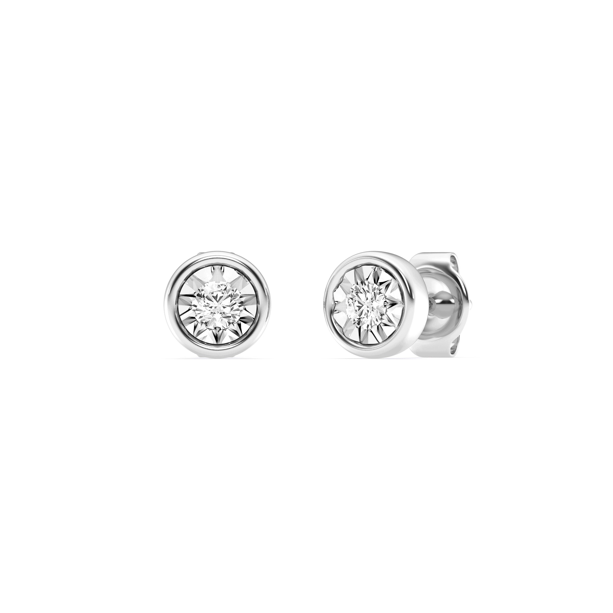 Mirage Stud Earrings with 0.30ct of Laboratory Grown Diamonds in Sterling Silver and Platinum Earrings Bevilles 