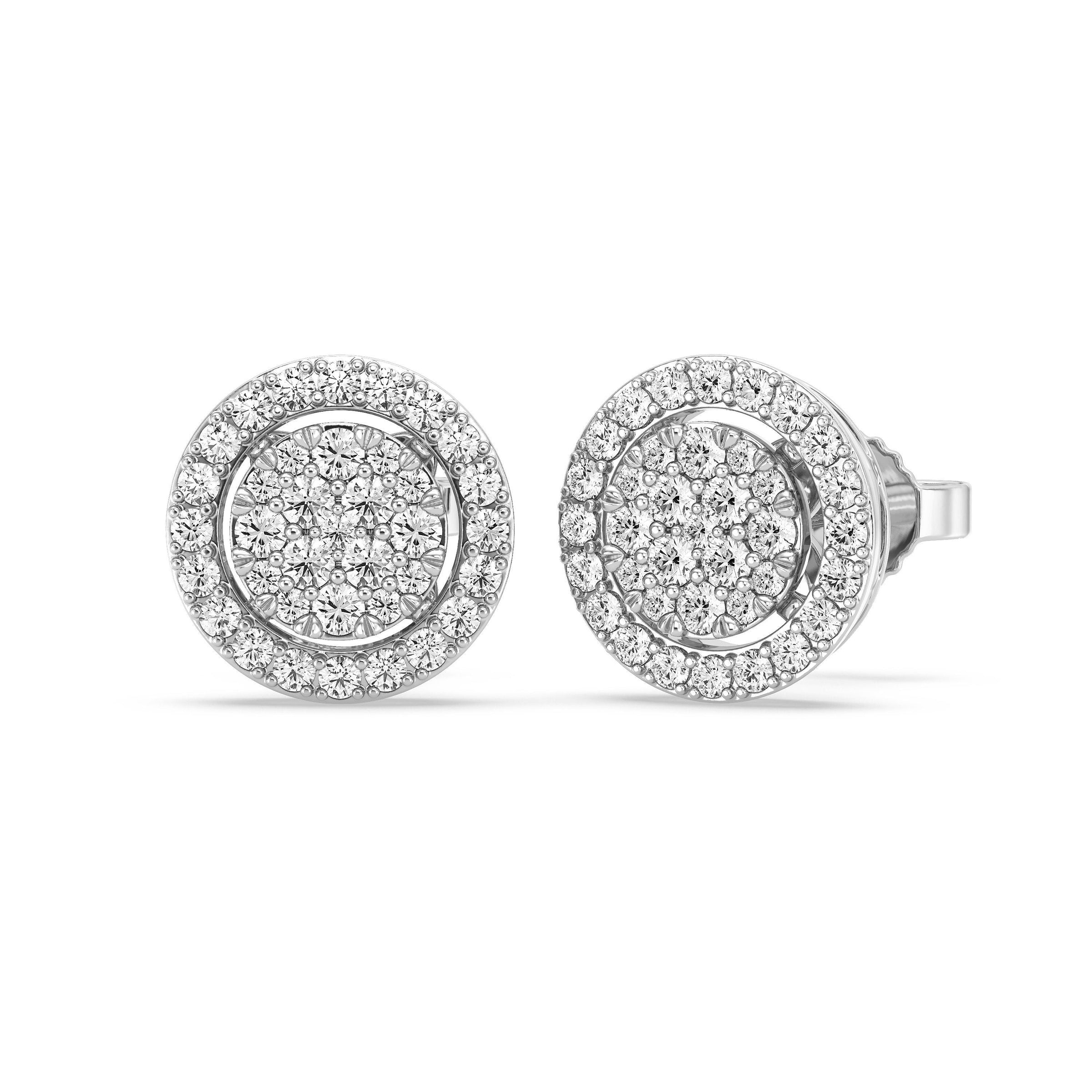 Mirage Halo Stud Earrings with 1/2ct of Laboratory Grown Diamonds in Sterling Silver and Platinum Earrings Bevilles 