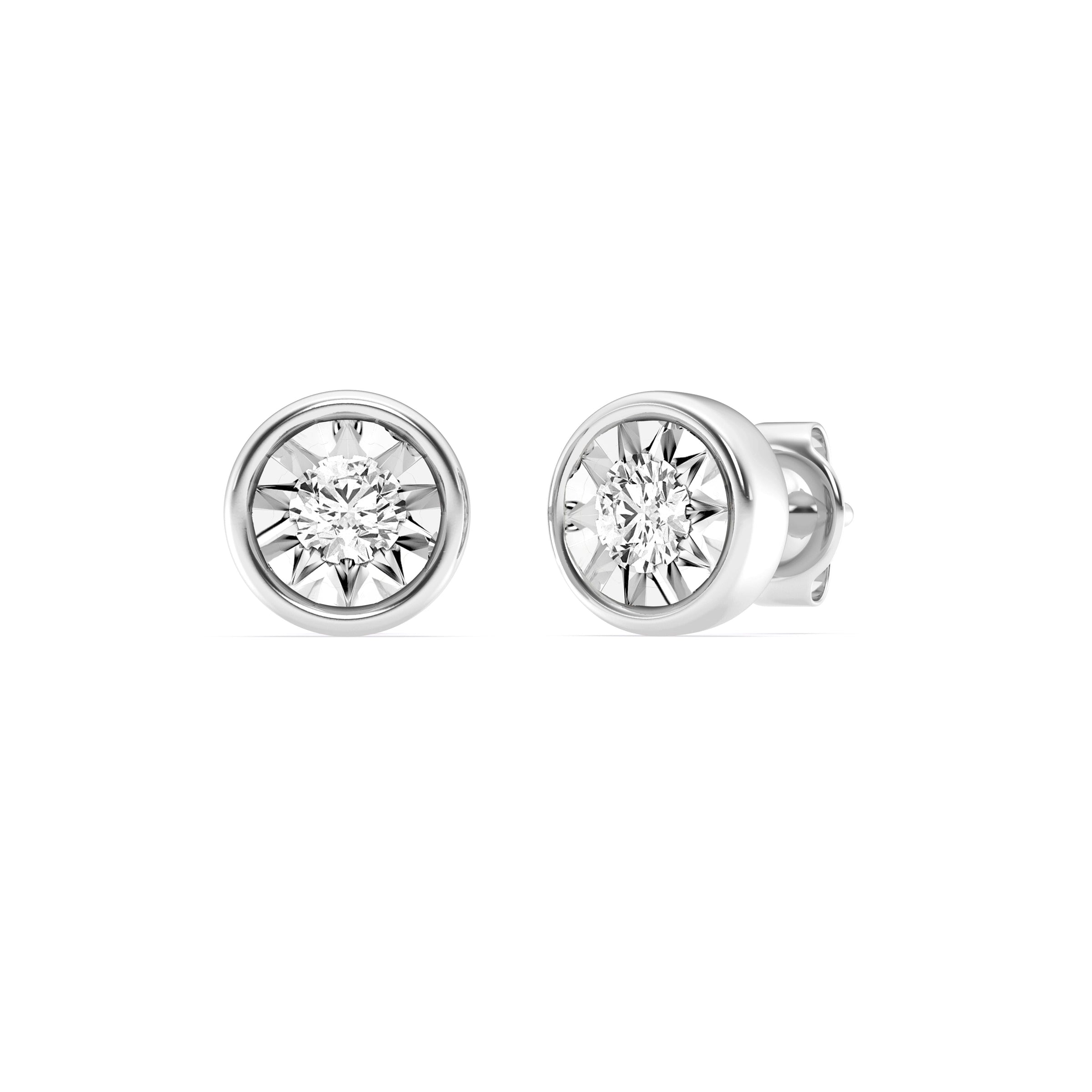 Mirage Stud Earrings with 1.00ct of Laboratory Grown Diamonds in Sterling Silver and Platinum Earrings Bevilles 