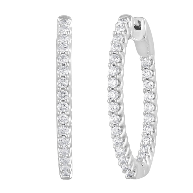 Mirage Hoop Earrings with 1.00ct of Laboratory Grown Diamonds in Sterling Silver and Platinum Earrings Mirage 
