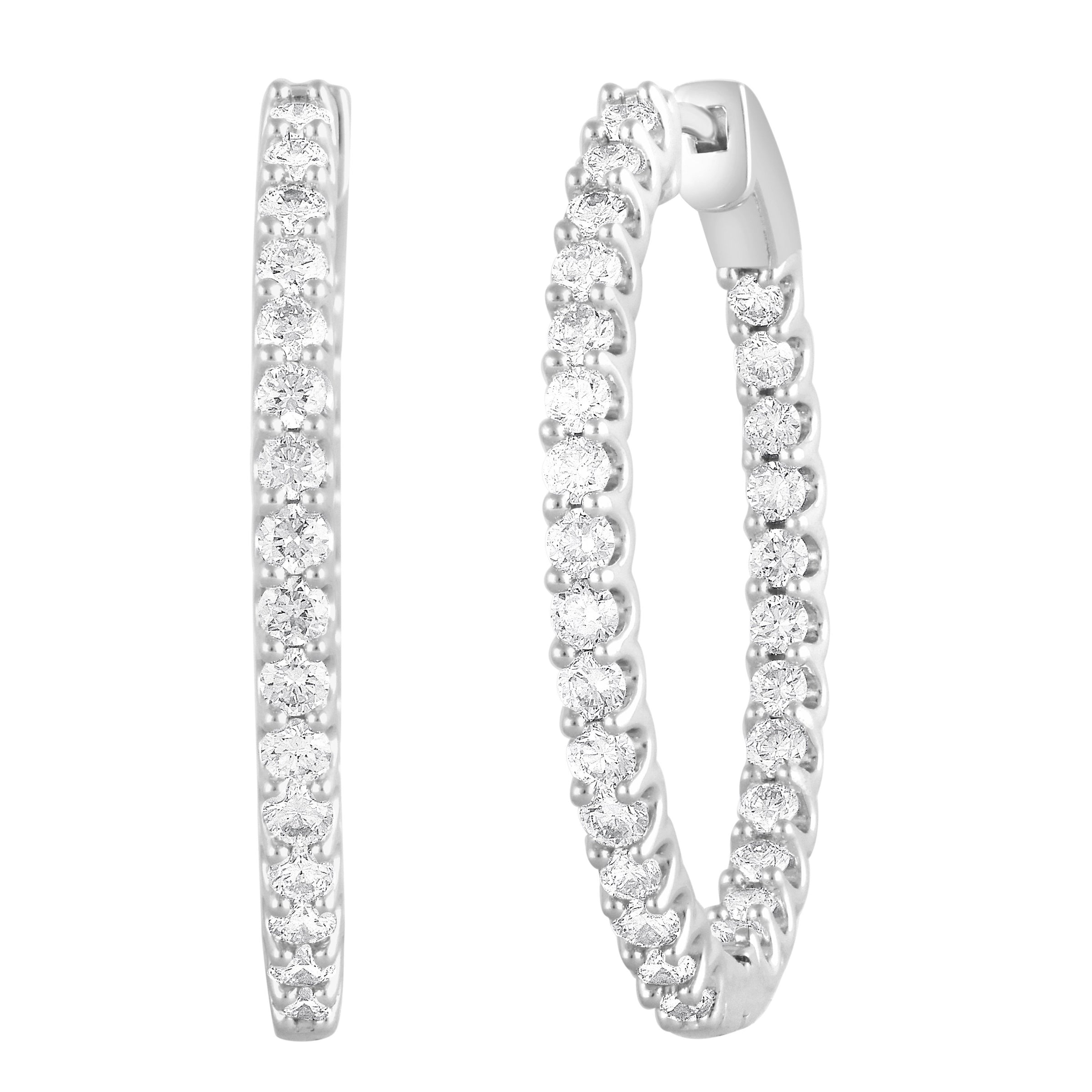 Mirage Hoop Earrings with 2.00ct of Laboratory Grown Diamonds in Sterling Silver and Platinum Earrings Mirage 