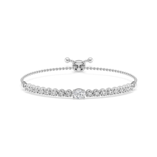 Mirage Bolo Bracelet with 1.00ct of Laboratory Grown Diamonds in Sterling Silver and Platinum Bracelets Bevilles 