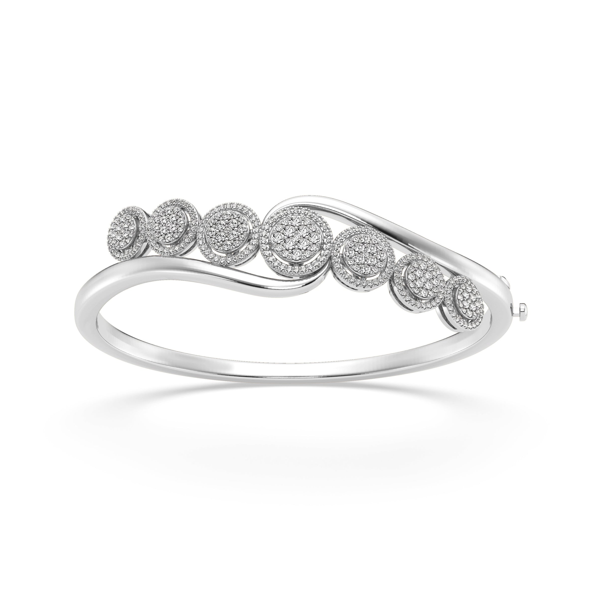 Mirage Halo Bangle with 1.50ct of Laboratory Grown Diamonds in Sterling Silver and Platinum Bangles Bevilles 
