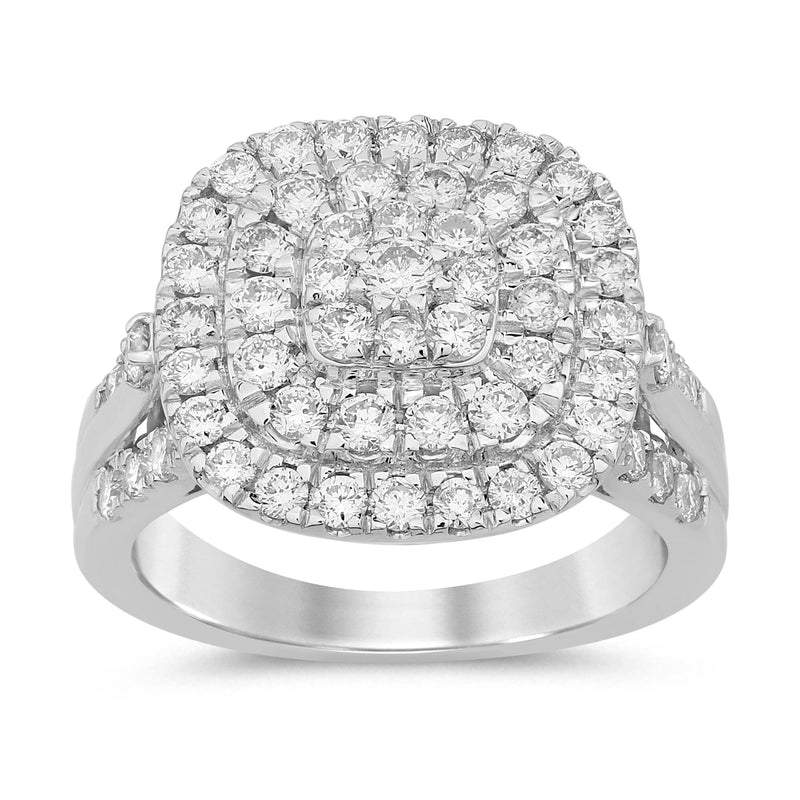 Mirage Square Look Ring with 1.50ct Laboratory Grown Diamonds in Sterling Silver and Platinum Rings Bevilles 