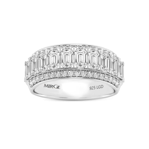Emerald Cut Dress Ring with 1.50ct of Labortory Grown Diamonds in Mirage Sterling Silver and Platinum Rings Bevilles 
