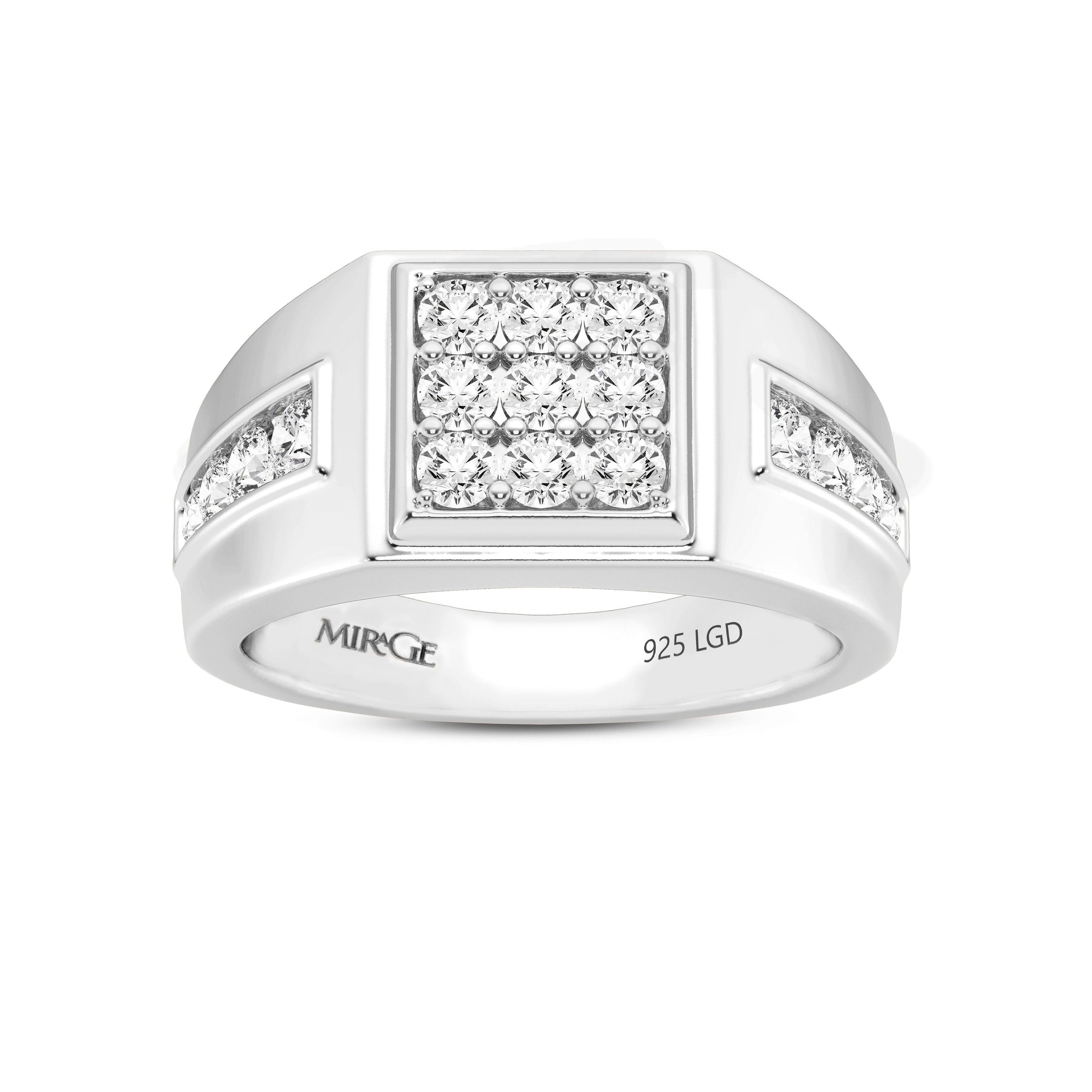 Men's Brilliant Tablet Ring with 1.60ct of Laboratory Grown Diamonds in Mirage Sterling Silver and Platinum Rings Bevilles 