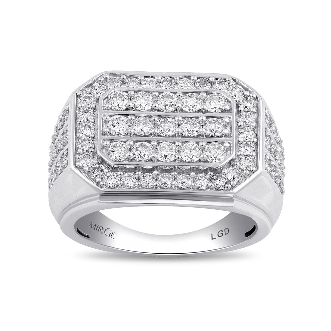 Men's Fancy Flat Top Ring with 2.00ct of Laboratory Grown Diamonds in Mirage Sterling Silver and Platinum Rings Bevilles 