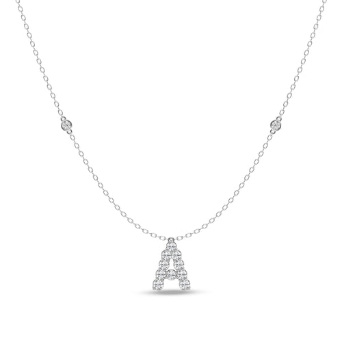 Brilliant Claw Initial A Slider Necklace with 0.40ct of Laboratory Grown Diamonds in Mirage Sterling Silver and Platinum Necklaces Bevilles 