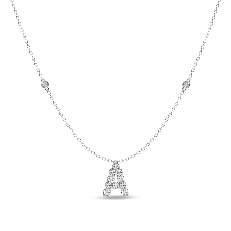 Brilliant Claw Initial A Slider Necklace with 0.40ct of Laboratory Grown Diamonds in Mirage Sterling Silver and Platinum Necklaces Bevilles 