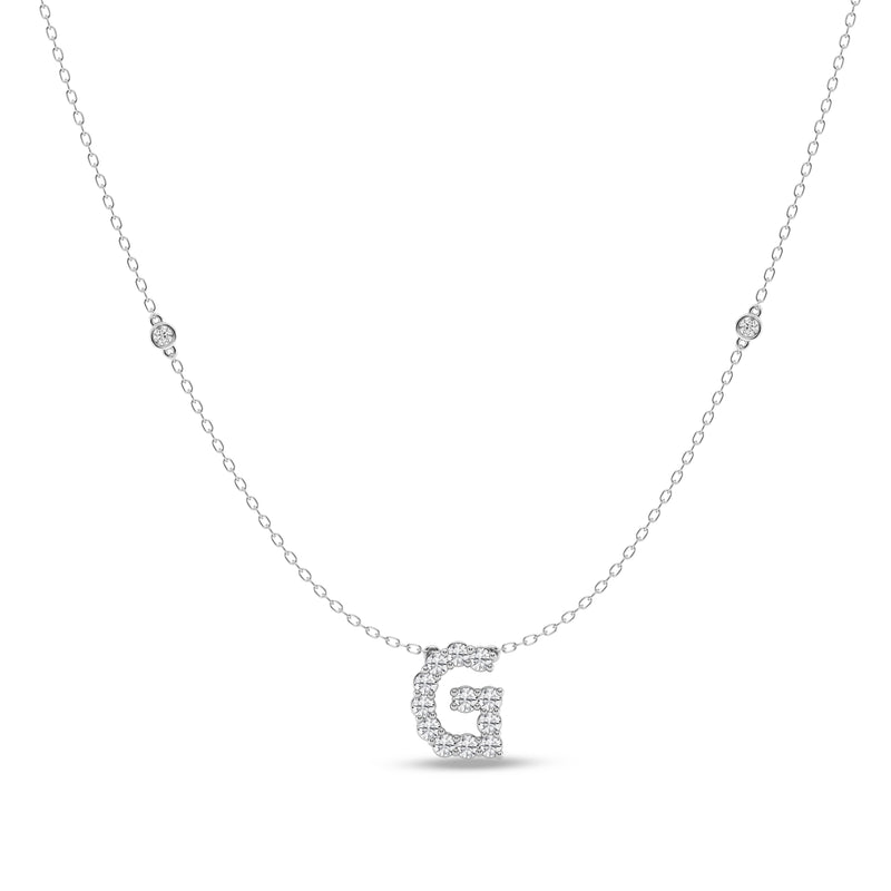 Brilliant Claw Initial G Slider Necklace with 0.40ct of Laboratory Grown Diamonds in Mirage Sterling Silver and Platinum Necklaces Bevilles 