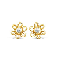 Children's Diamond Open Flower Earrings in 9ct Yellow Gold Earrings Bevilles 