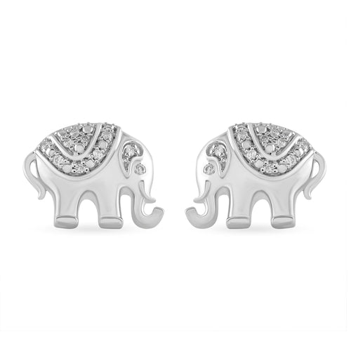 Children's Elephant Stud Earrings with 0.05ct of Diamonds in Sterling Silver Earrings Bevilles 