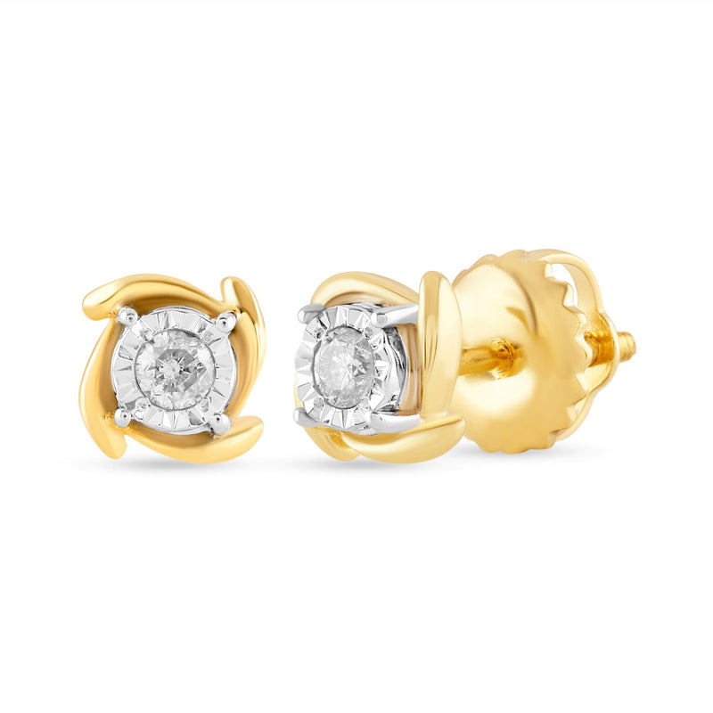 Children's Solitaire Look Stud Earrings with 0.05ct of Diamonds in 9ct Yellow Gold Earrings Bevilles 