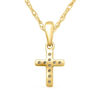 Children's Diamond Cross Necklace in 9ct Yellow Gold Necklaces Bevilles 