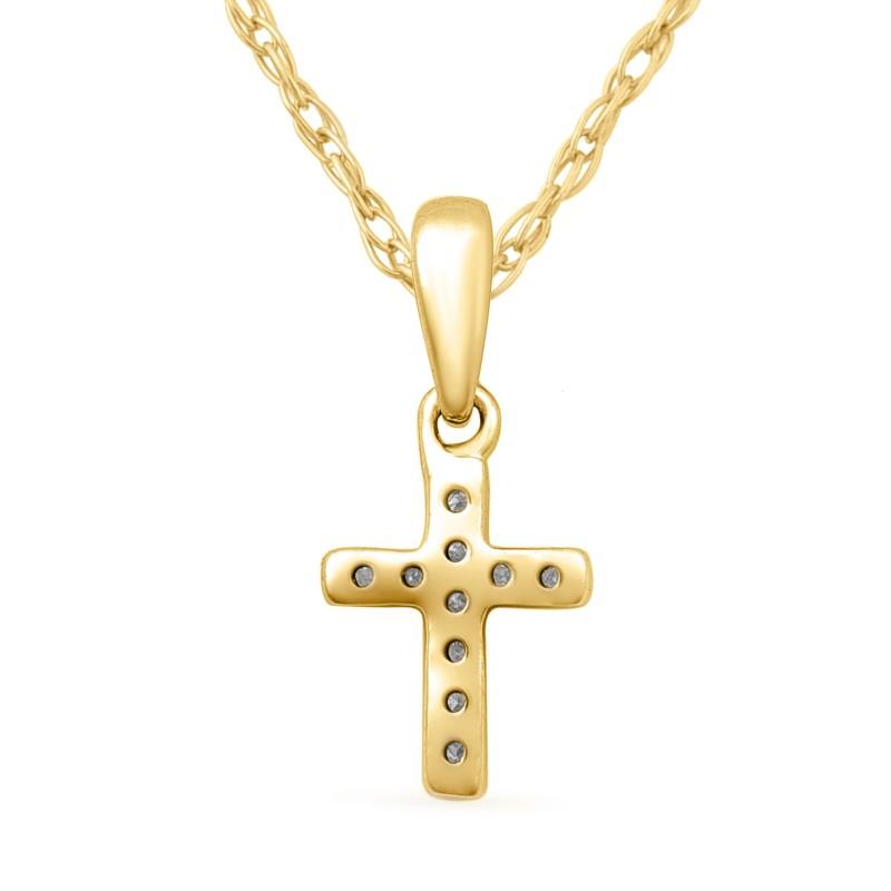 Children's Diamond Cross Necklace in 9ct Yellow Gold Necklaces Bevilles 