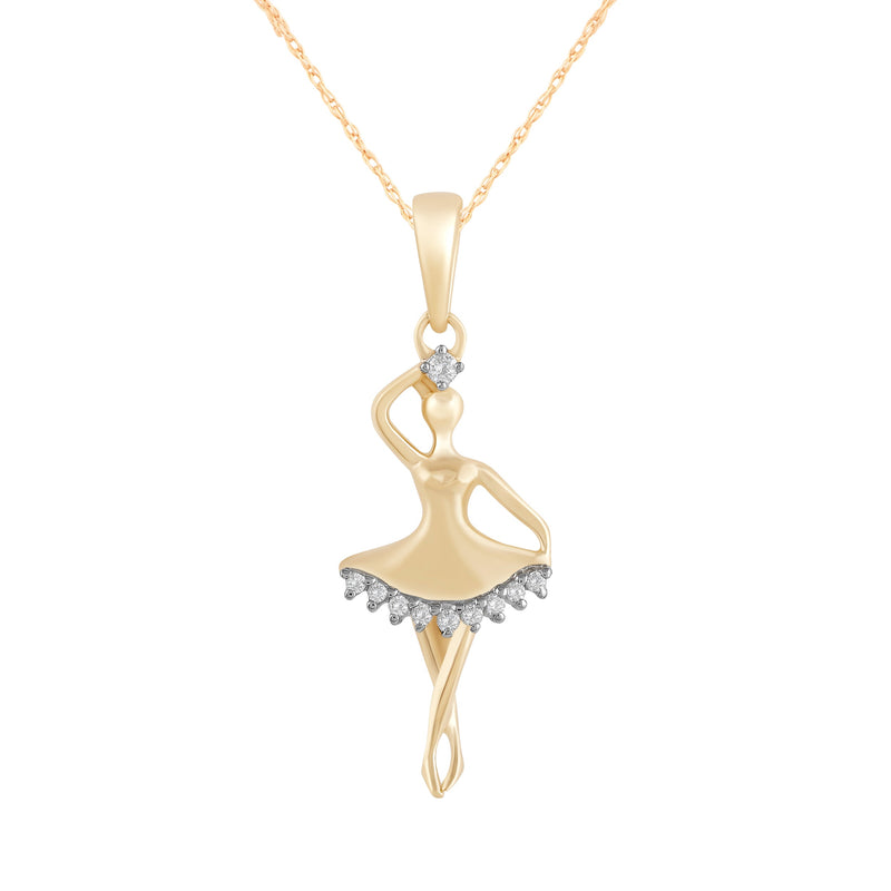 Children's Diamond Ballerina Necklace in 9ct Yellow Gold Necklaces Bevilles 