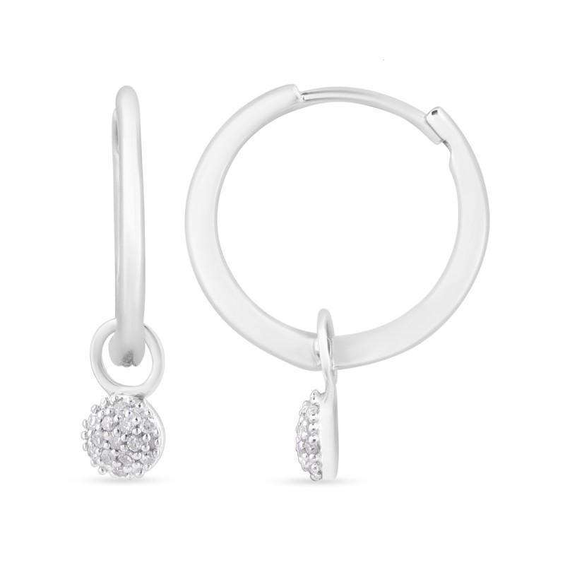 Children's Diamond Drop Hoop Earrings in Sterling Silver Earrings Bevilles 