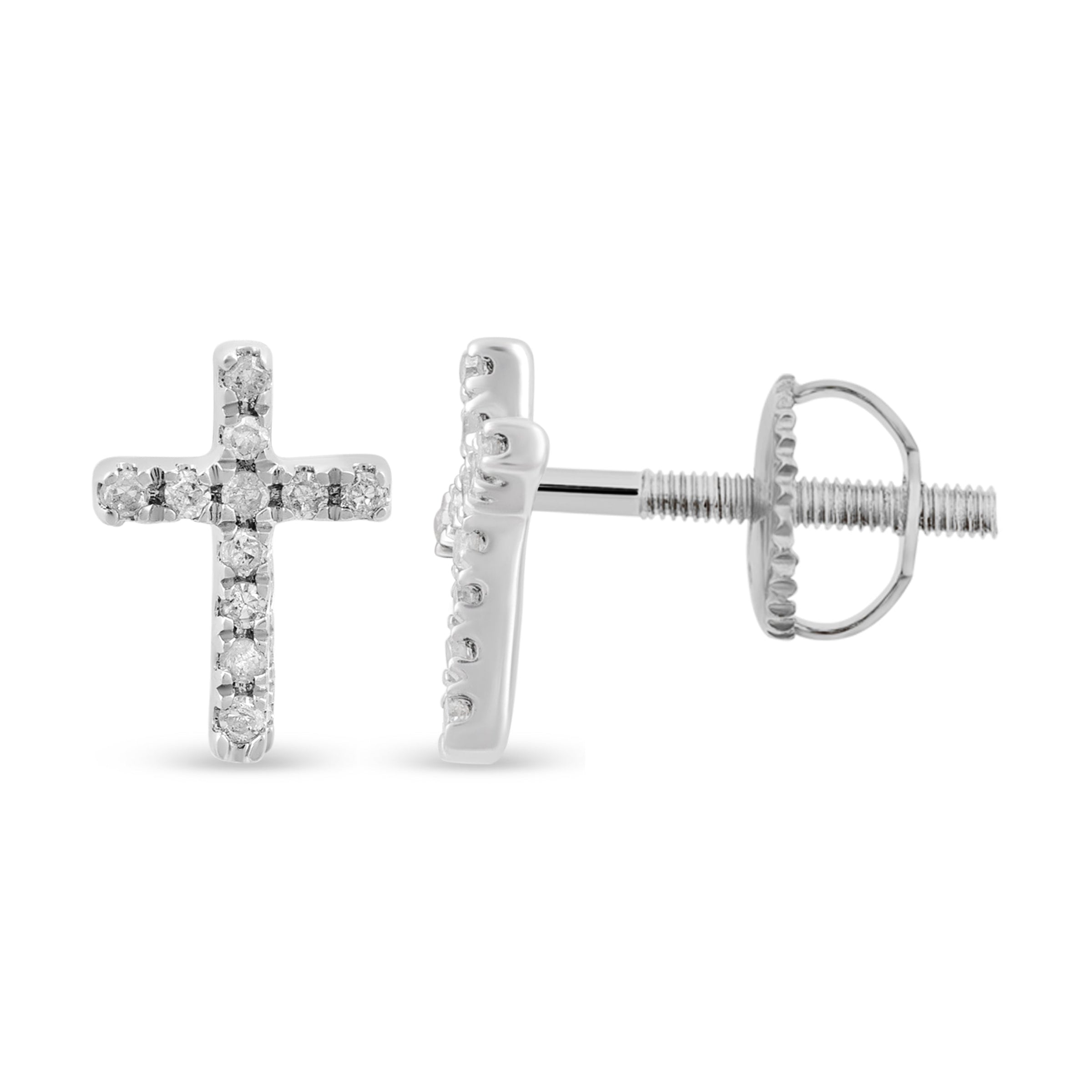 Children's Diamond Cross Earrings in Sterling Silver Earrings Bevilles 
