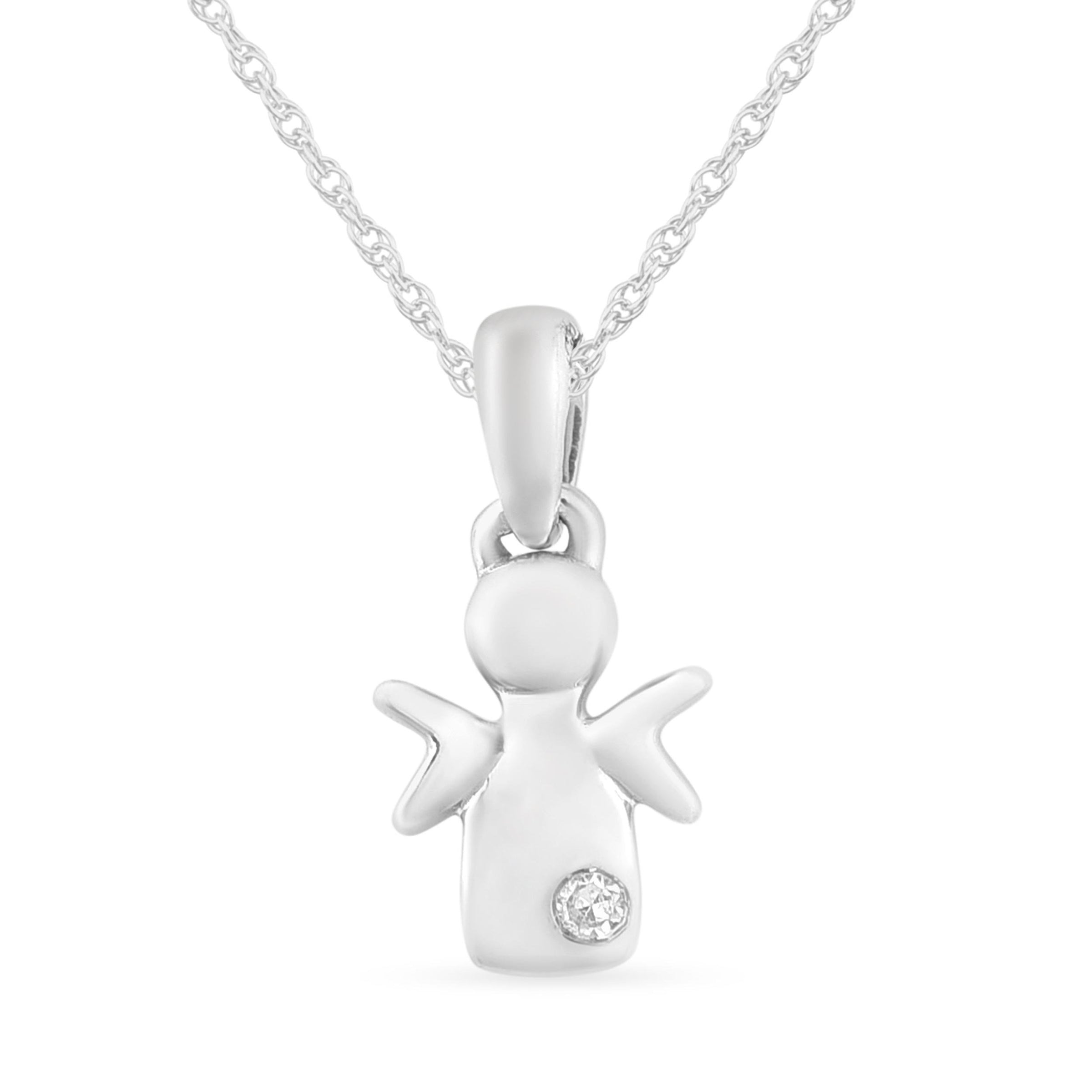 Children's Diamond Angel Necklace in Sterling Silver Necklaces Bevilles 