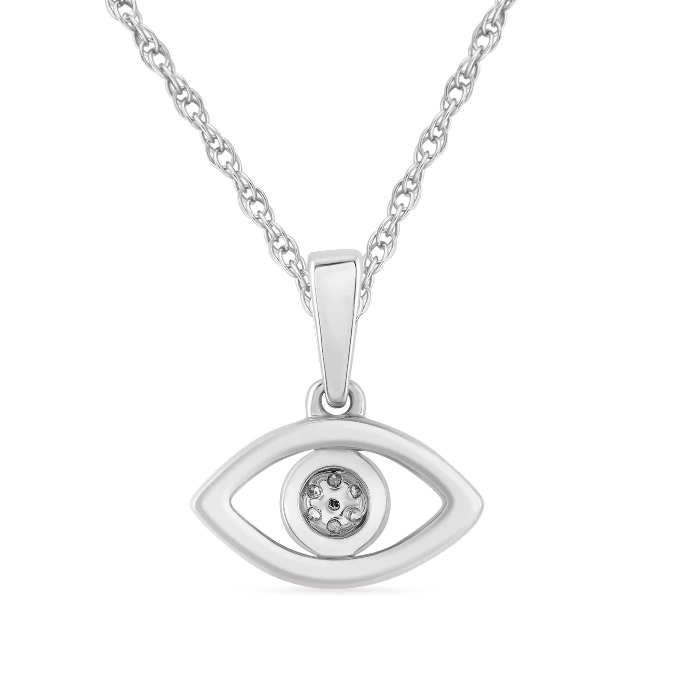 Children's Evil Eye Necklace with 0.03ct of Diamonds in Sterling Silver Necklaces Bevilles 