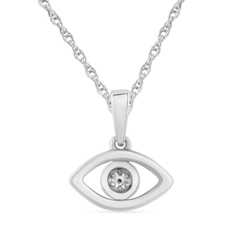 Children's Evil Eye Necklace with 0.03ct of Diamonds in Sterling Silver Necklaces Bevilles 