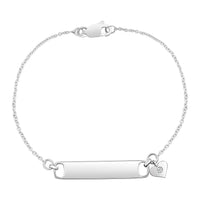 Children's Diamond Heart Charm ID Bracelet in Sterling Silver Bracelets Bevilles 