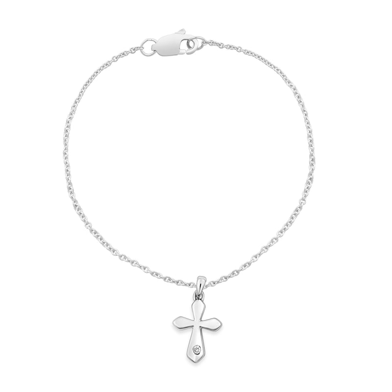 Children's Diamond Cross Charm Bracelet in Sterling Silver Bracelets Bevilles 