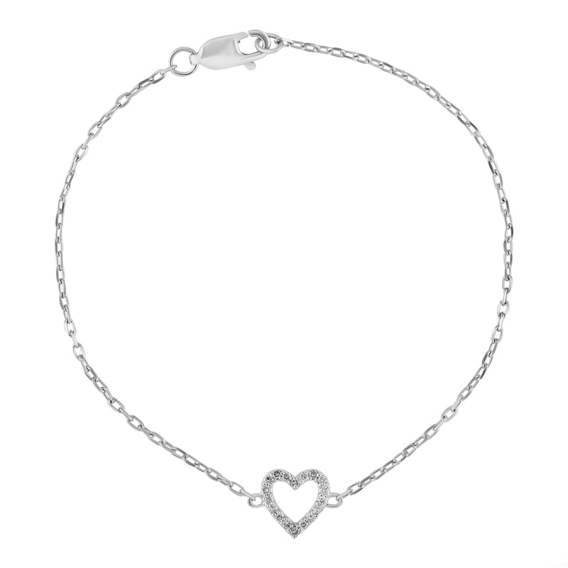 Heart Shaped Bracelet with 0.10ct of Diamonds in Sterling Silver Bracelets Bevilles 