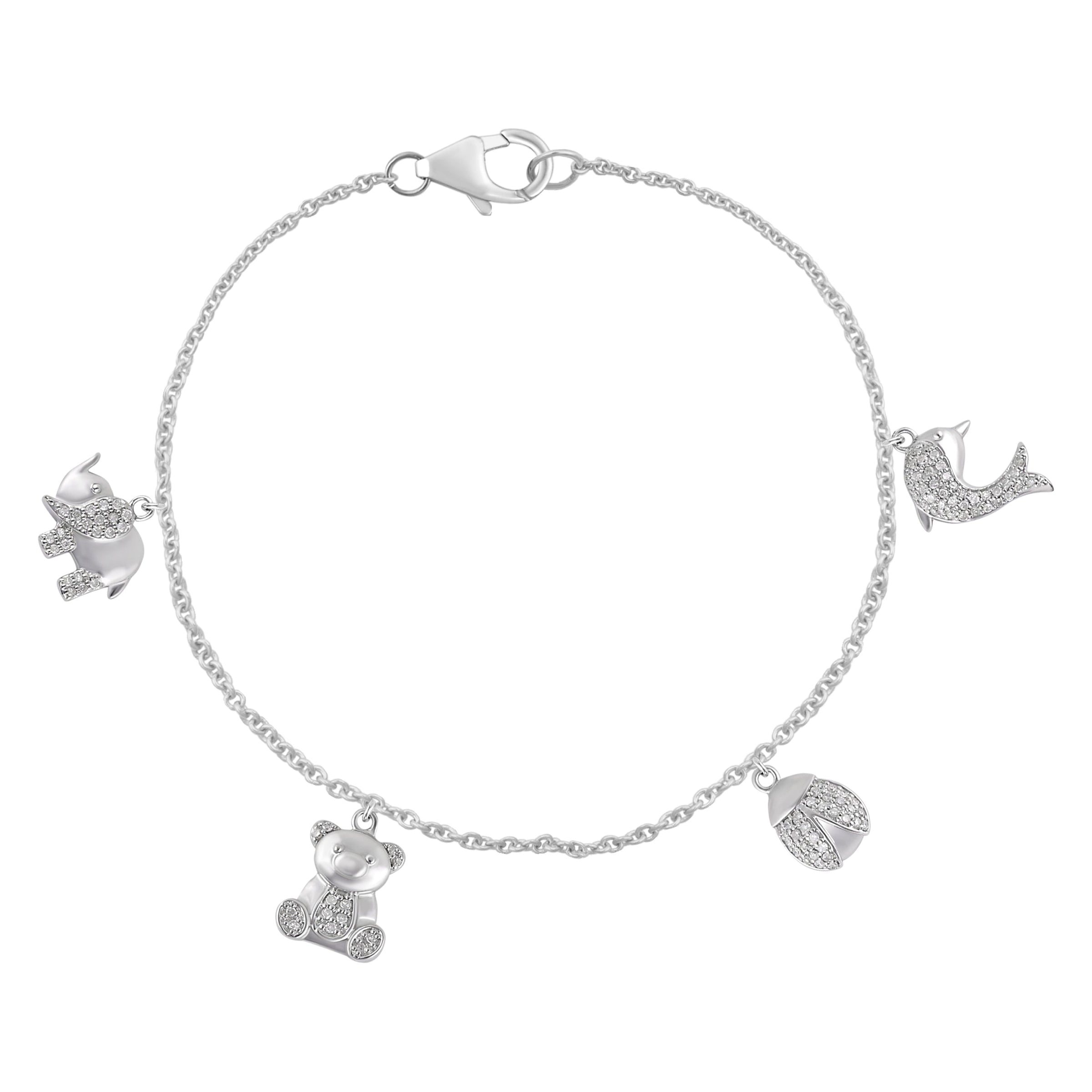 Children's Diamond Charm Bracelet in Sterling Silver Bracelets Bevilles 