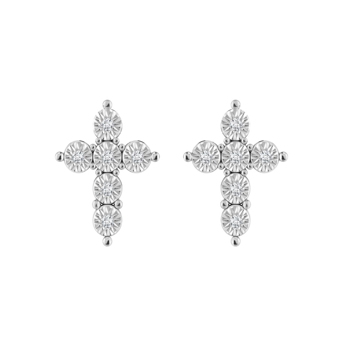 Diamond Cross Stud Earrings in Sterling Silver Earrings Bevilles 