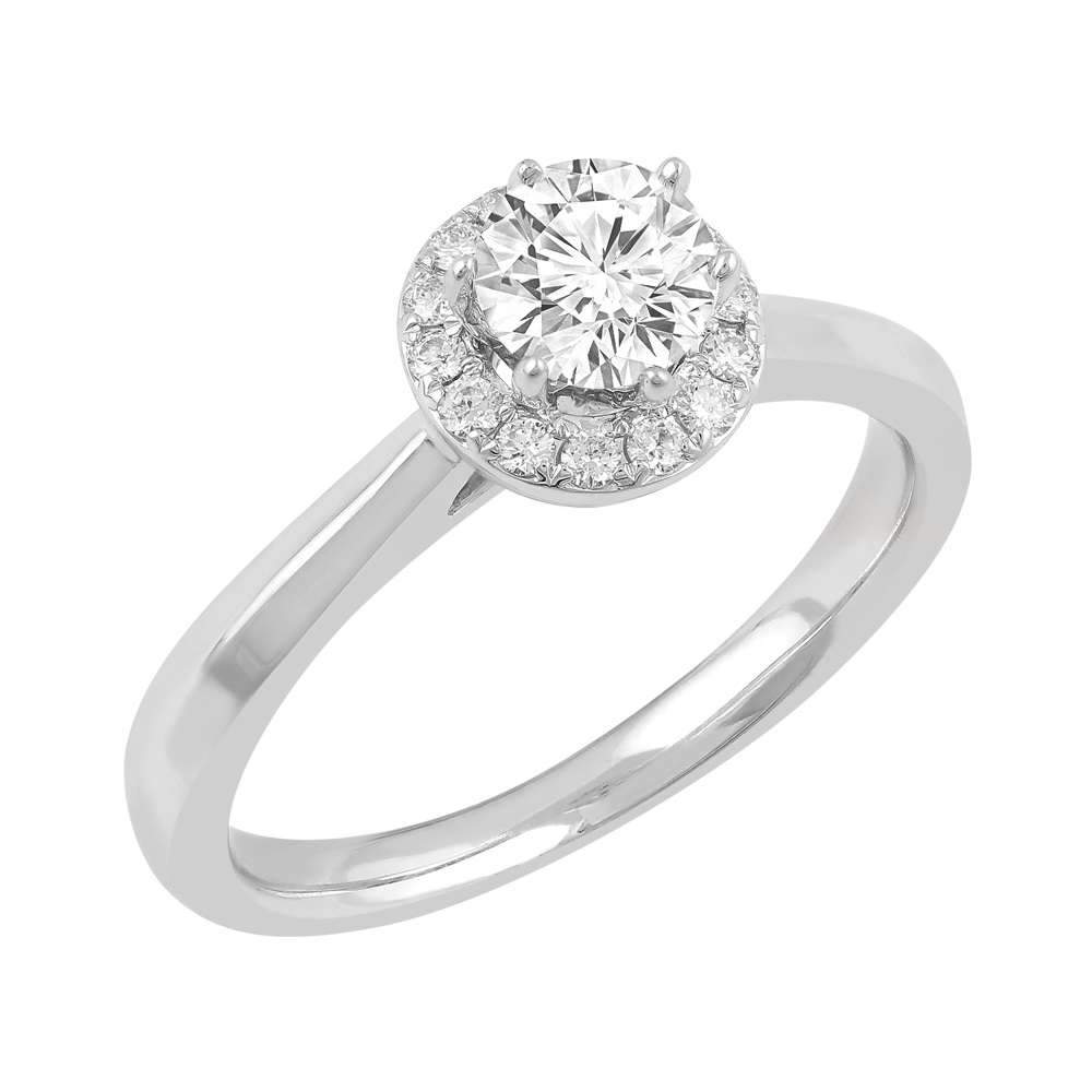Love by Michelle Beville Halo Solitaire Ring with 0.65ct of Diamonds in 18ct White Gold Rings Bevilles 