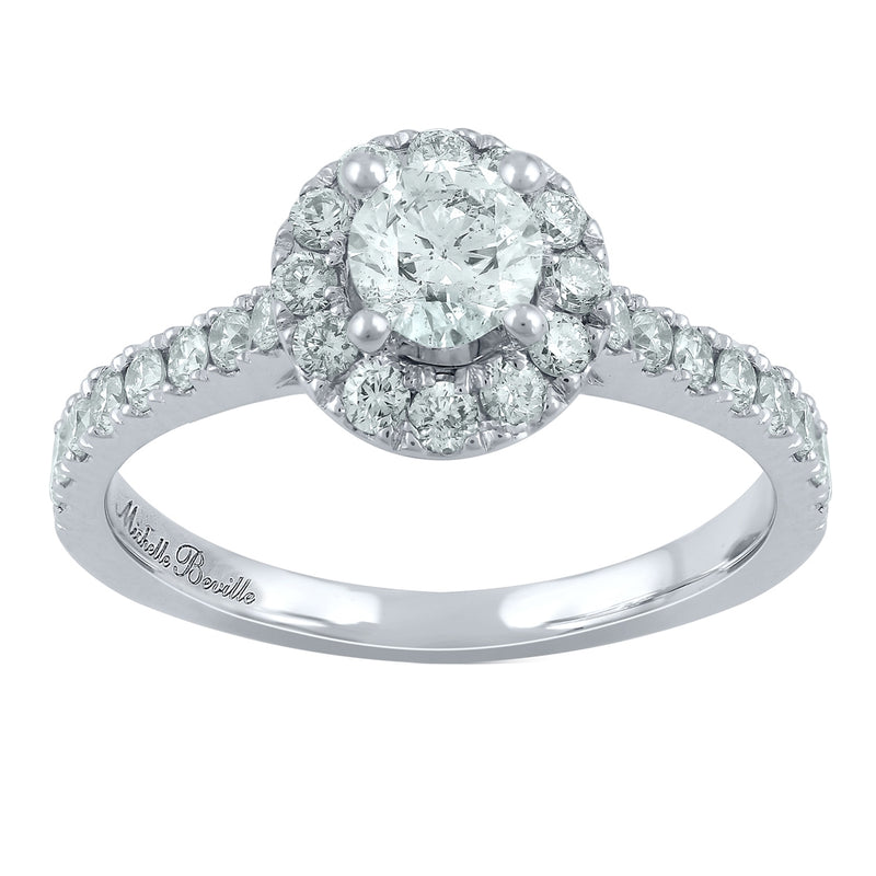 Love by Michelle Beville Halo Solitaire Ring with 0.90ct of Diamonds in 18ct White Gold