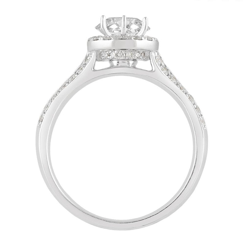 Love by Michelle Beville Halo Solitaire Ring with 1.00ct of Diamonds in 18ct White Gold Rings Bevilles 
