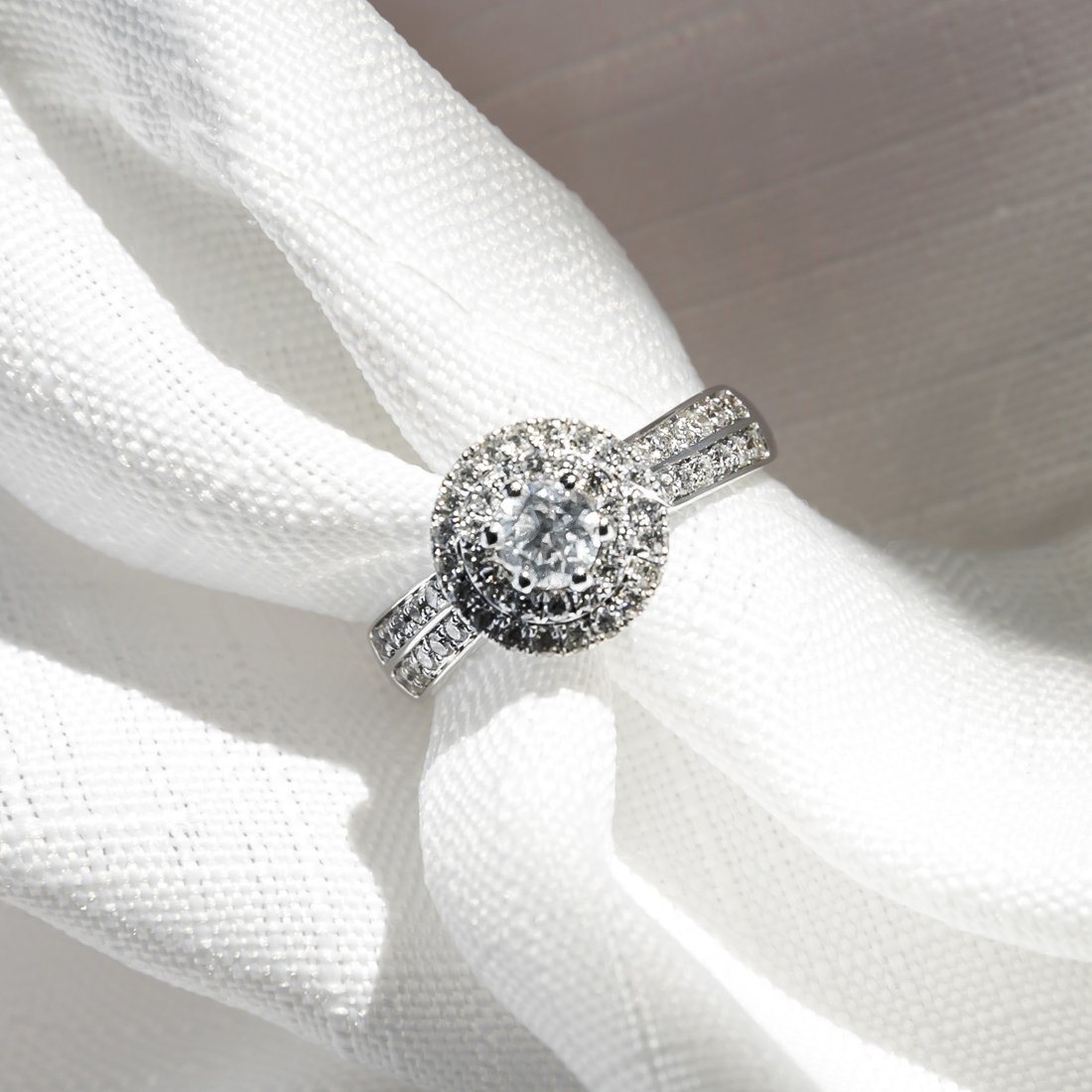 Love by Michelle Beville Double Halo Solitaire Ring with 1.05ct of Diamonds in 18ct White Gold Rings Bevilles 