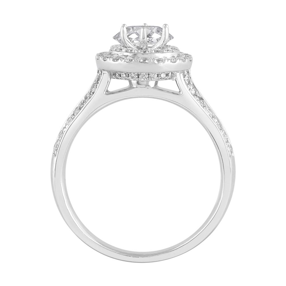 Love by Michelle Beville Double Halo Solitaire Ring with 1.05ct of Diamonds in 18ct White Gold Rings Bevilles 