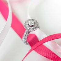 Love by Michelle Beville Double Halo Solitaire Ring with 1.05ct of Diamonds in 18ct White Gold Rings Bevilles 