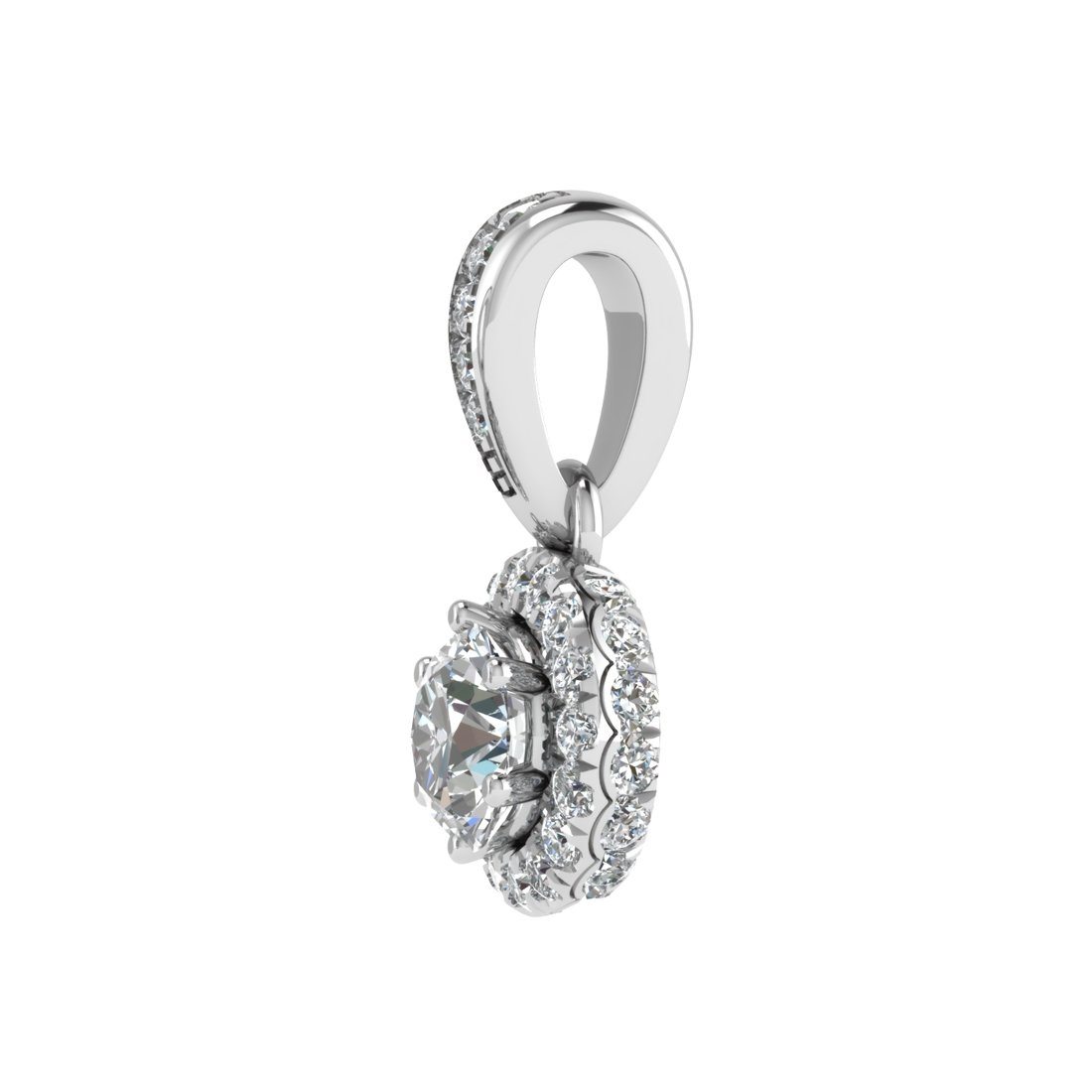 Love by Michelle Beville Halo Solitaire Necklace with 0.40ct of Diamonds in 18ct White Gold Necklaces Bevilles 