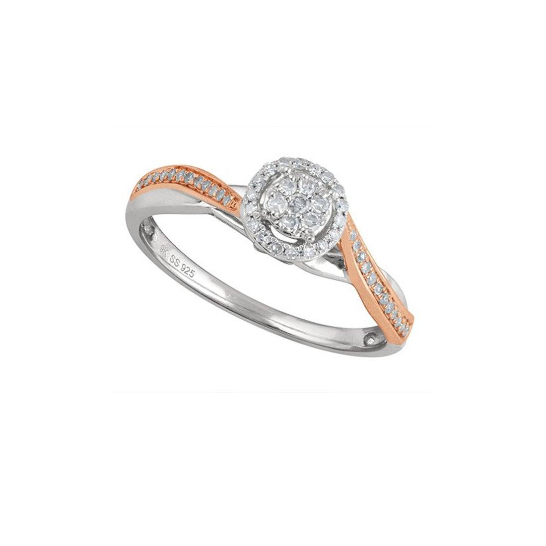 Brilliant Illusion Ring with 0.15ct of Diamonds in 9ct Rose Gold & Sterling Silver Rings Bevilles 