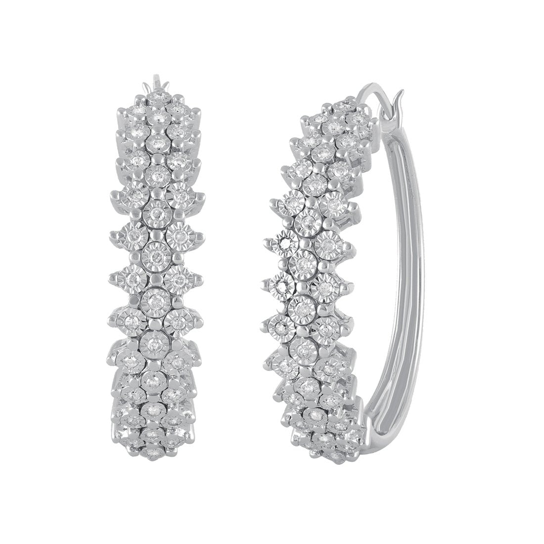 Sterling Silver 0.40ct Diamond Hoop Earrings Earrings Bevilles 
