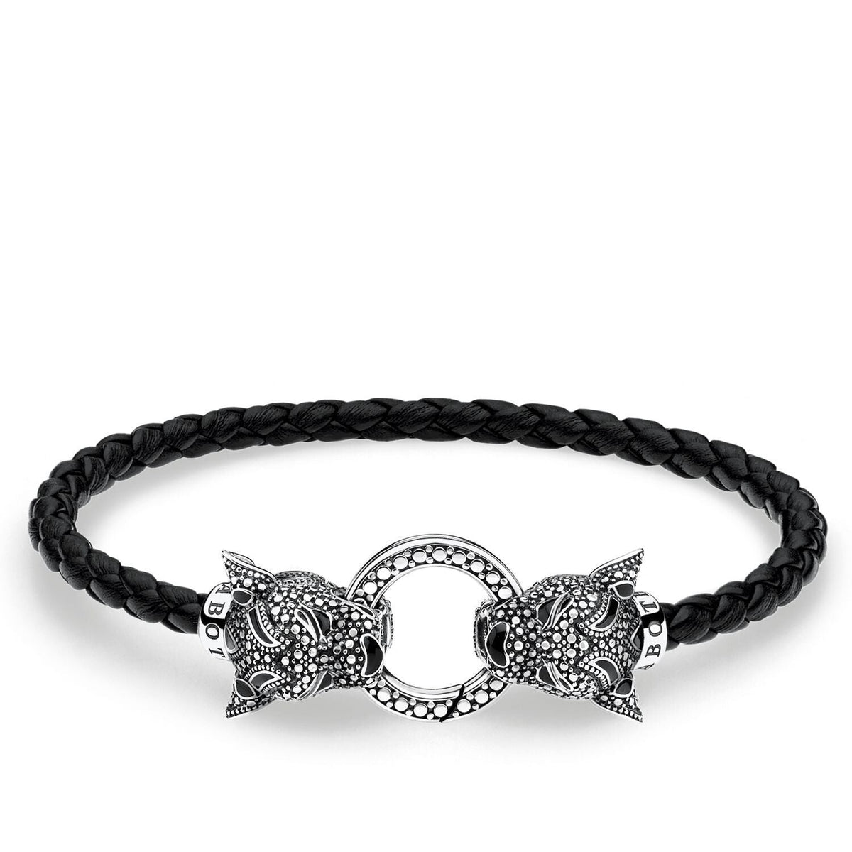 Thomas Sabo Leather Strap Black Cat Bracelets Thomas Sabo 