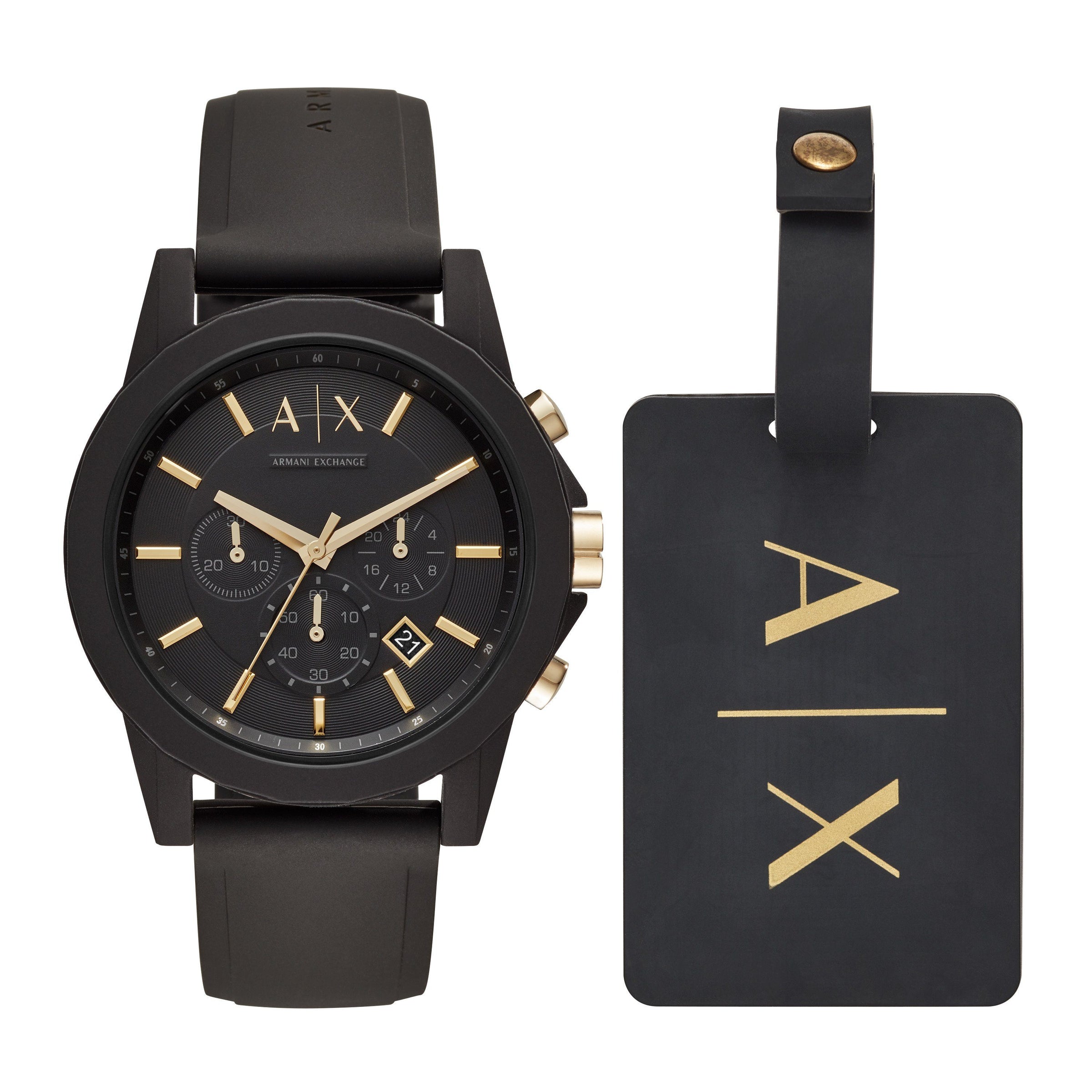 Armani Exchange Watch Luggage Tag Gift Set AX7105