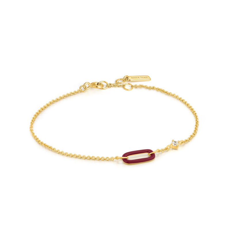 Ania Haie Claret Red Enamel Gold Link Bracelet Bracelet Ania Haie 